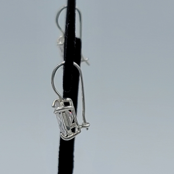 Silver 925 Earrings Rectangular Crystal Leverback Earrings #1208 - Picture 3 of 14